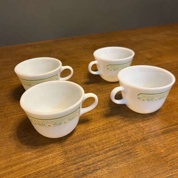 Pyrex Vintage Summer Impressions Sunshine 8oz Floral White and Green Cup Mugs - Picture 9 of 11